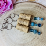 Porte clés perles bleu face
