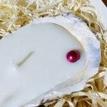 Bougie Huitre perle rouge framboise