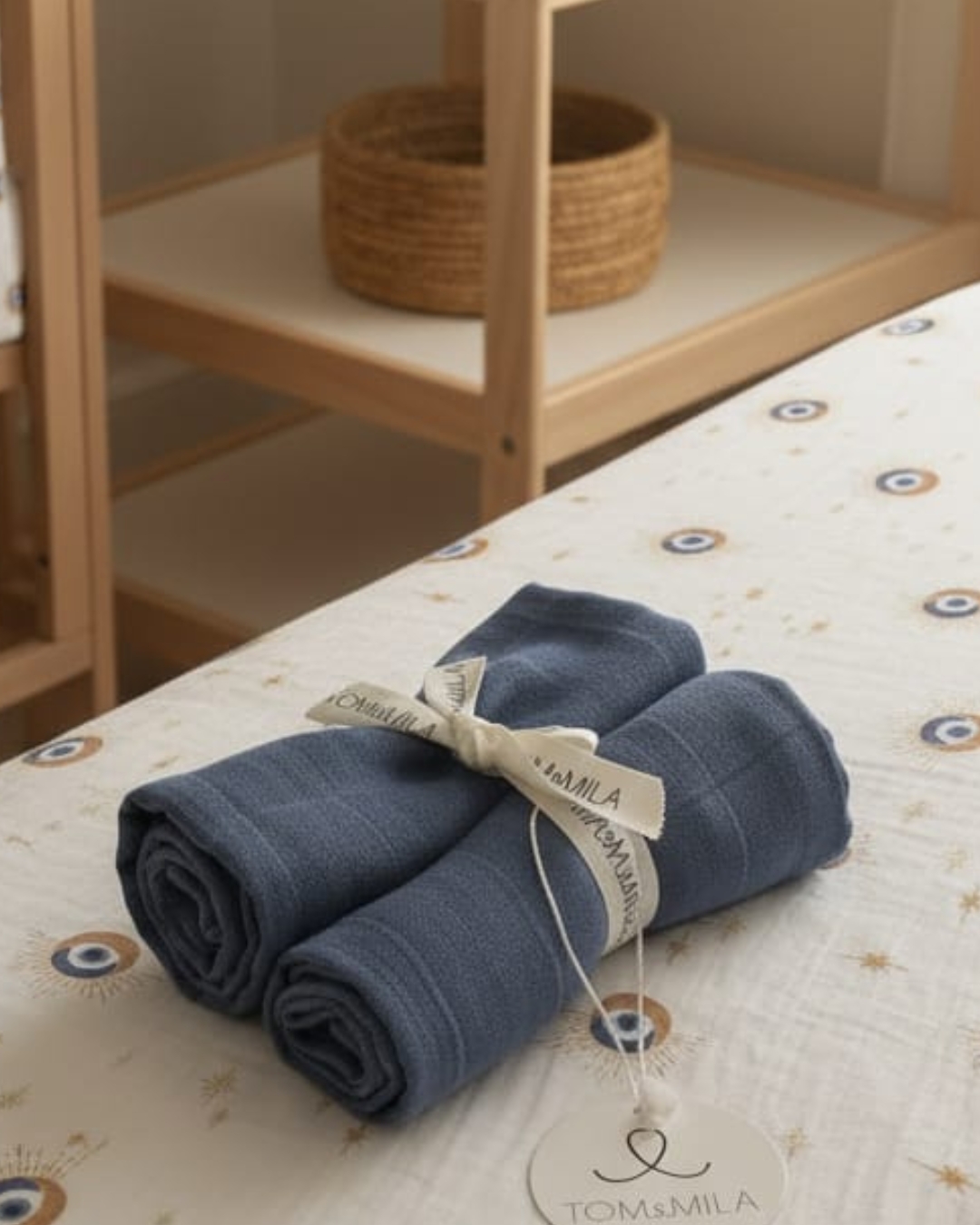 lange bleu duo essentiels bébé cadeau de naissance petit lange