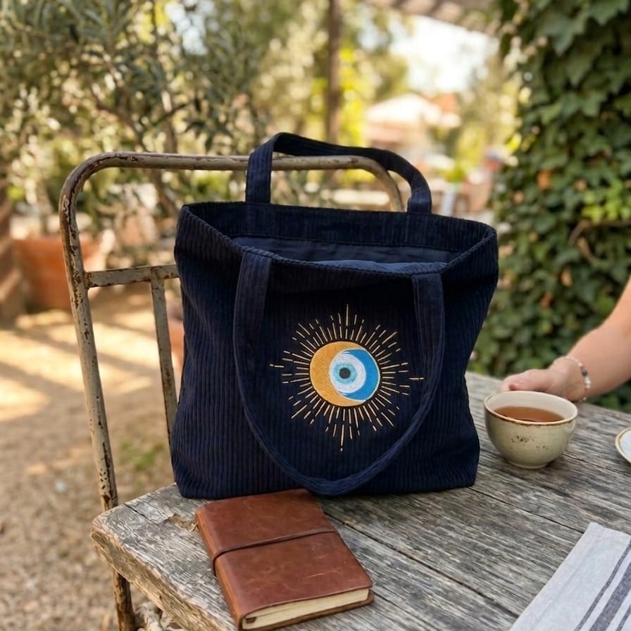 sac cabas velour brodé