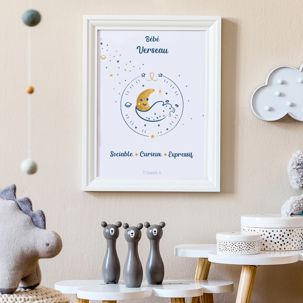 AFFICHE BÉBÉ VERSEAU - Déco Chambre Bébé