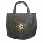 sac cabas velour grise et broderie nazar cadeau maman babyshower anniversaire fete des meres