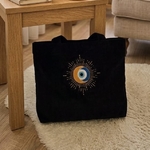 sac cabas noir brodé nazar velour