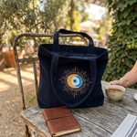 sac cabas velour brodé