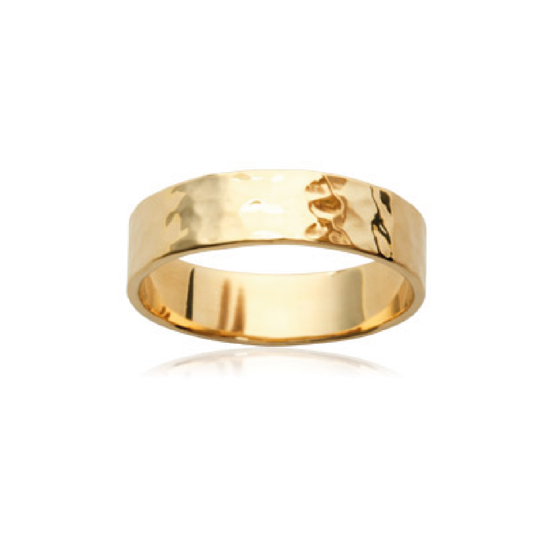 Bague Martelée Plaquée Or 18 Carats - Taille Au Choix (50 à 66) - Neuf Avec étiquettes