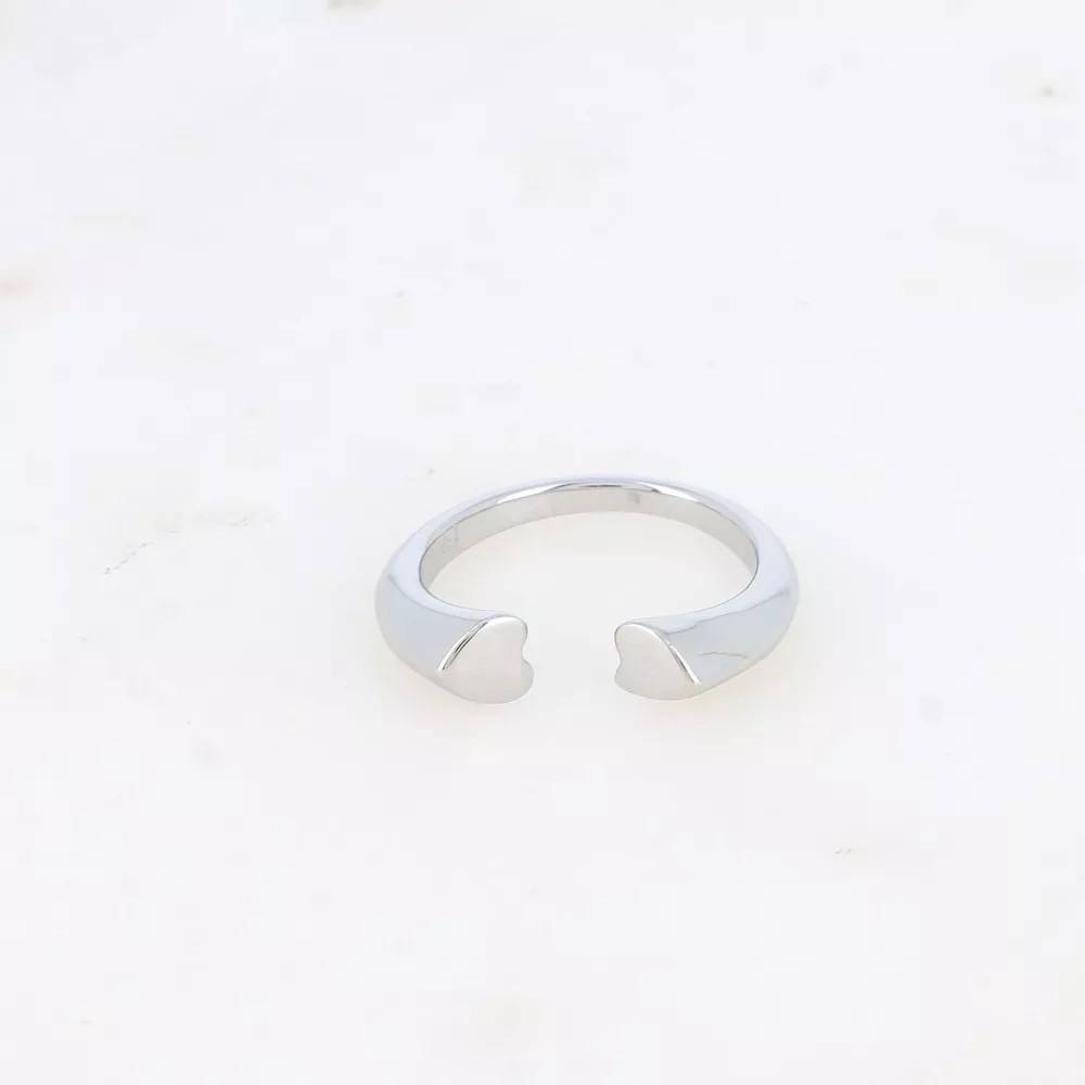 Bague ouverte coeur argenté