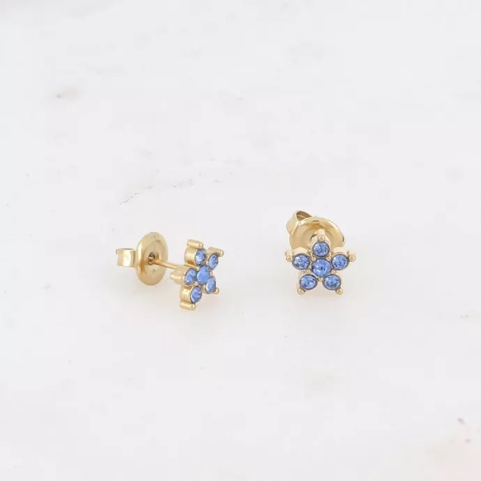 Boucles puces - étoile et oxydes de zirconium bleu
