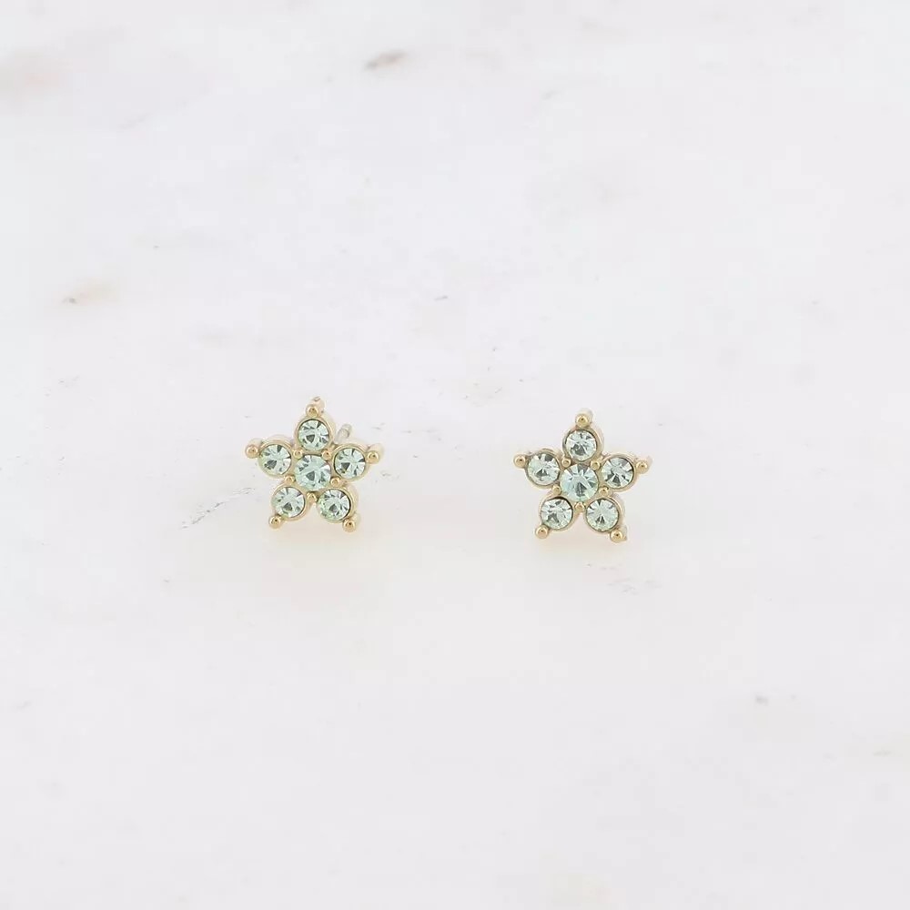 Boucles puces - étoile et oxydes de zirconium vert
