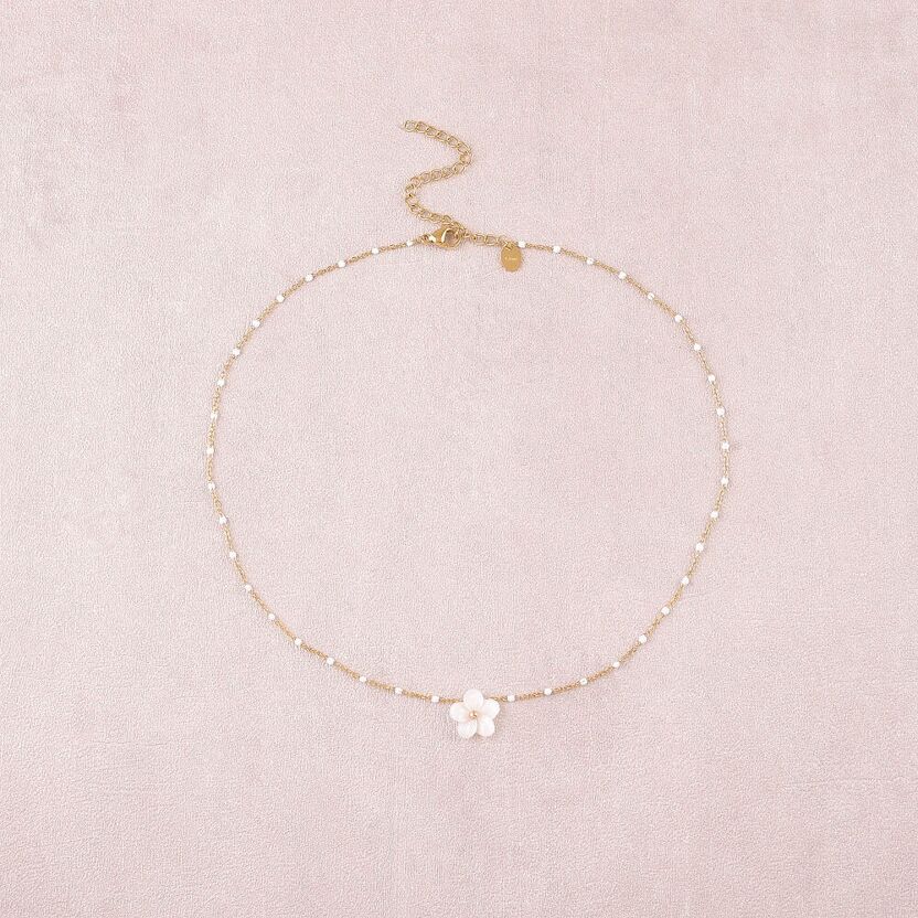 coll chaine fleur nacrée