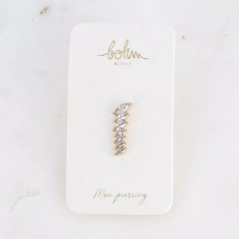Piercing - en acier inoxydable avec lignée de cristaux