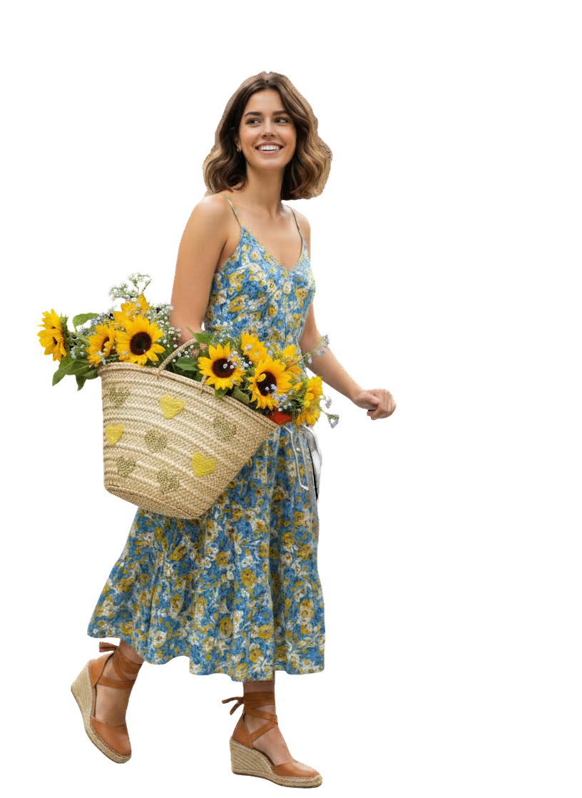 panier jaune porté