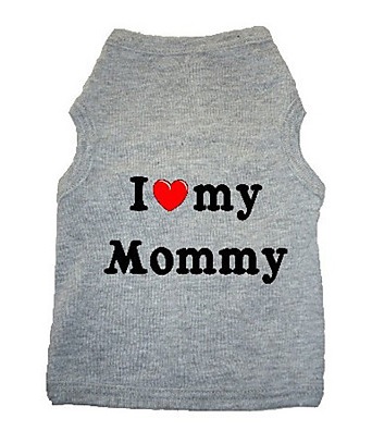 t-shirt pour chien gris i love my mommy