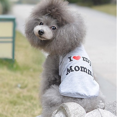 t-shirt pour chien gris i love my mommy 2