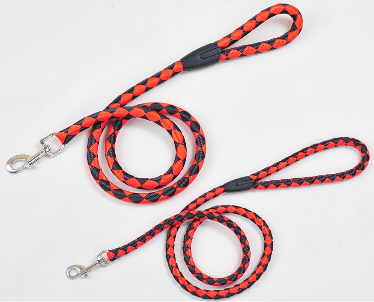 laisse pour chien de dressage en nylon rouge et noire