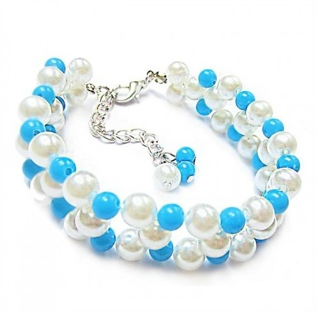 bijou pour chien perles bleues et blanches