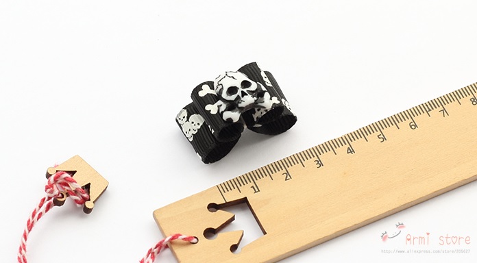 barrette haloween noire pour chien tete de mort 1