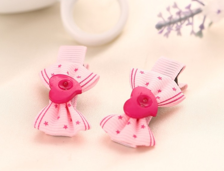 barrette coeur rose a pince pour chien 1