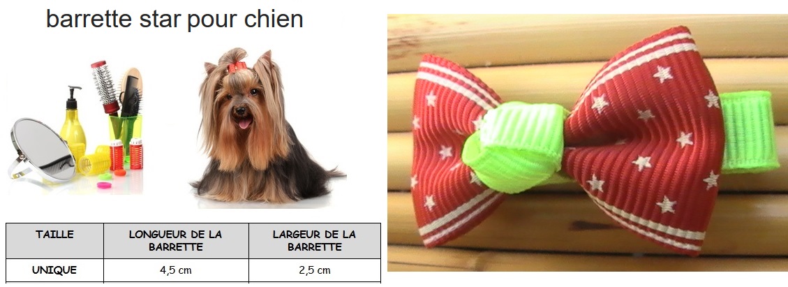 barrette star pour chien taille 4,5x2,5 cm