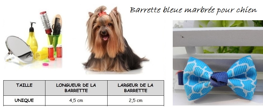 barrette bleue marbrée pour chien taille