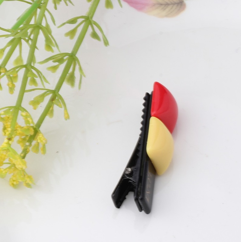 barrette bicolore rouge et jaune pour chien1