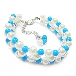 bijou pour chien perles bleues et blanches