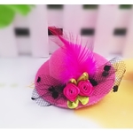 barrette chapeau fuschia voile noir pour chien