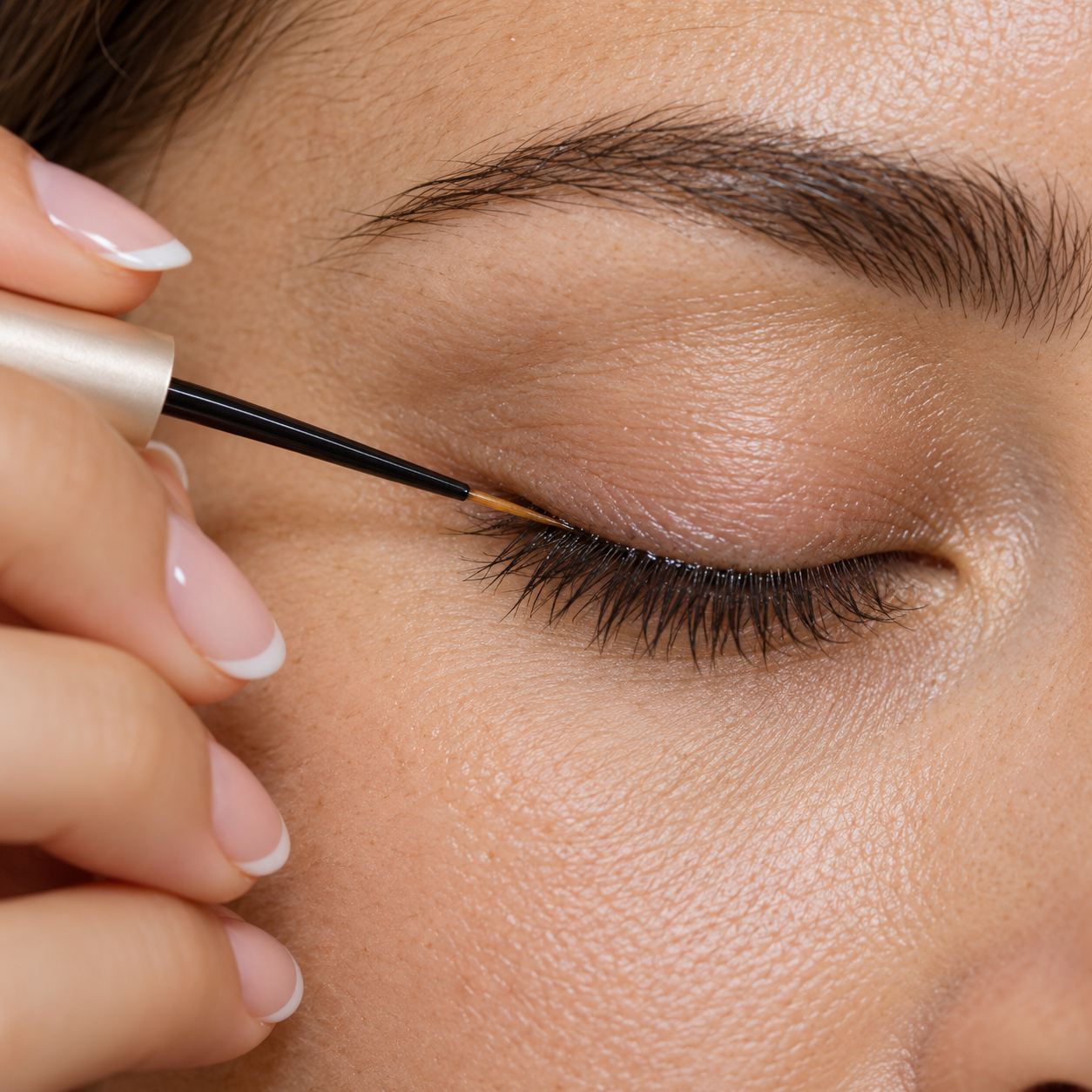Application délicate du sérum pour cils