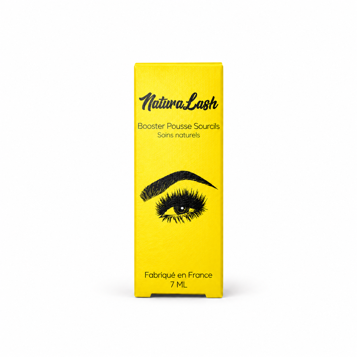 Boîte NaturaLash jaune sur fond blanc