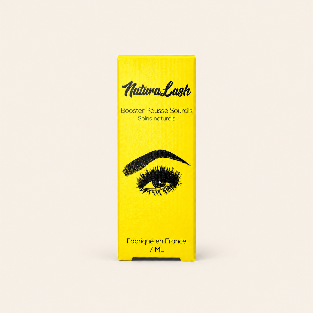 Boîte jaune sur fond beige clair