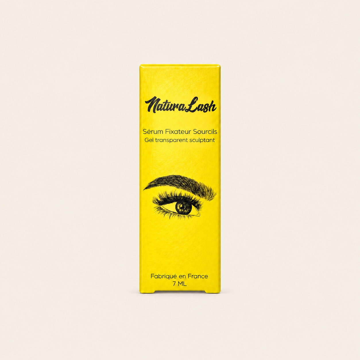 Boîte jaune sur fond beige