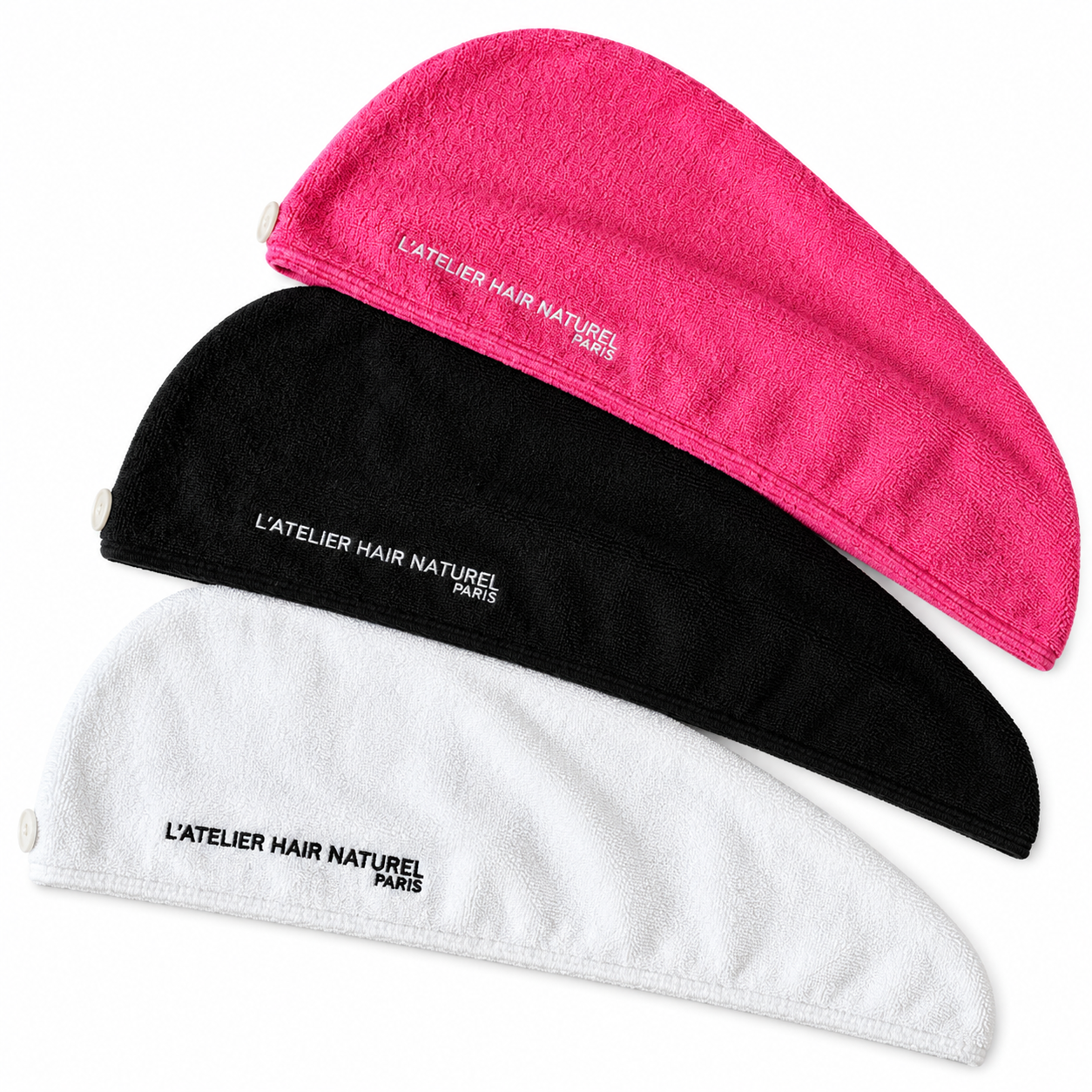 Trois turbans cheveux microfibre colorés
