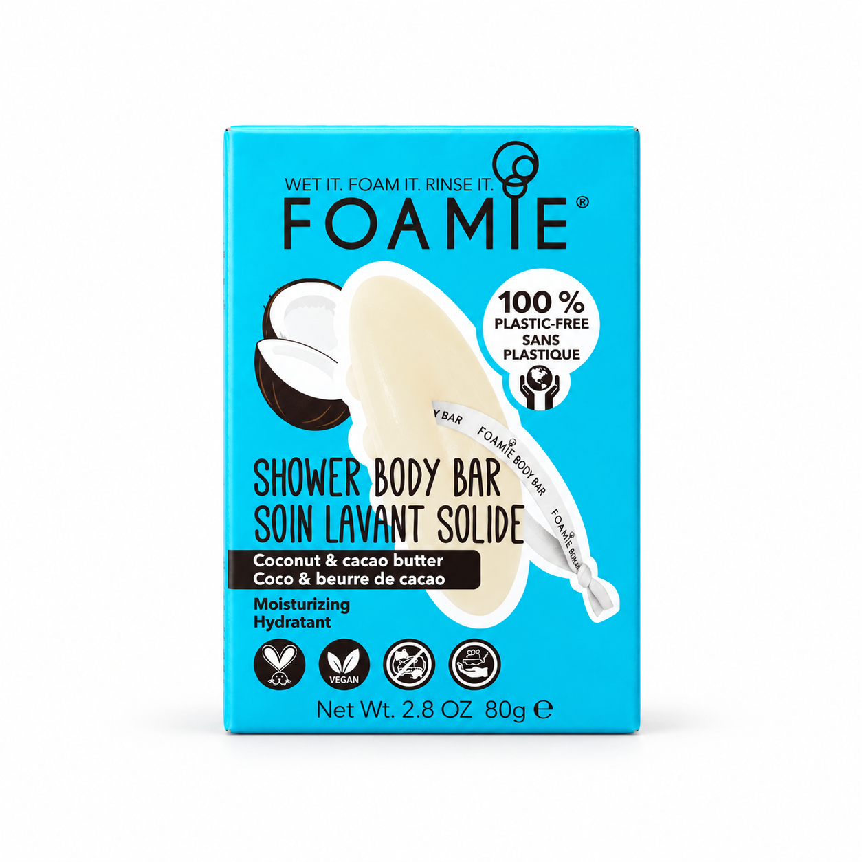 Boîte FOAMIE turquoise sur fond blanc