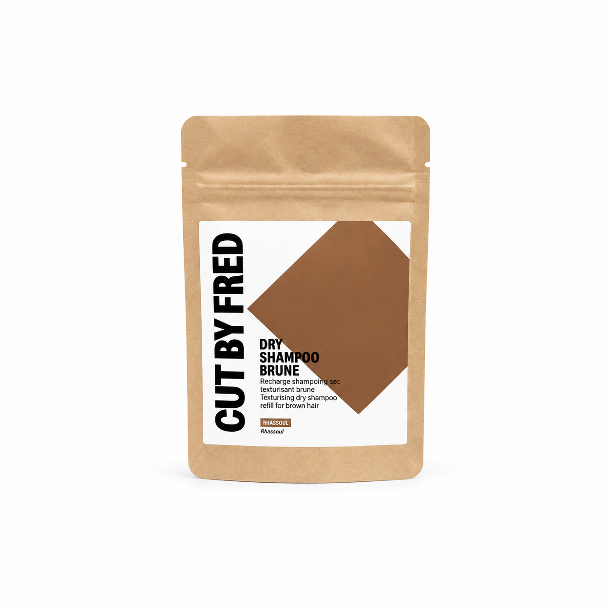 Sachet centré sur fond blanc pur