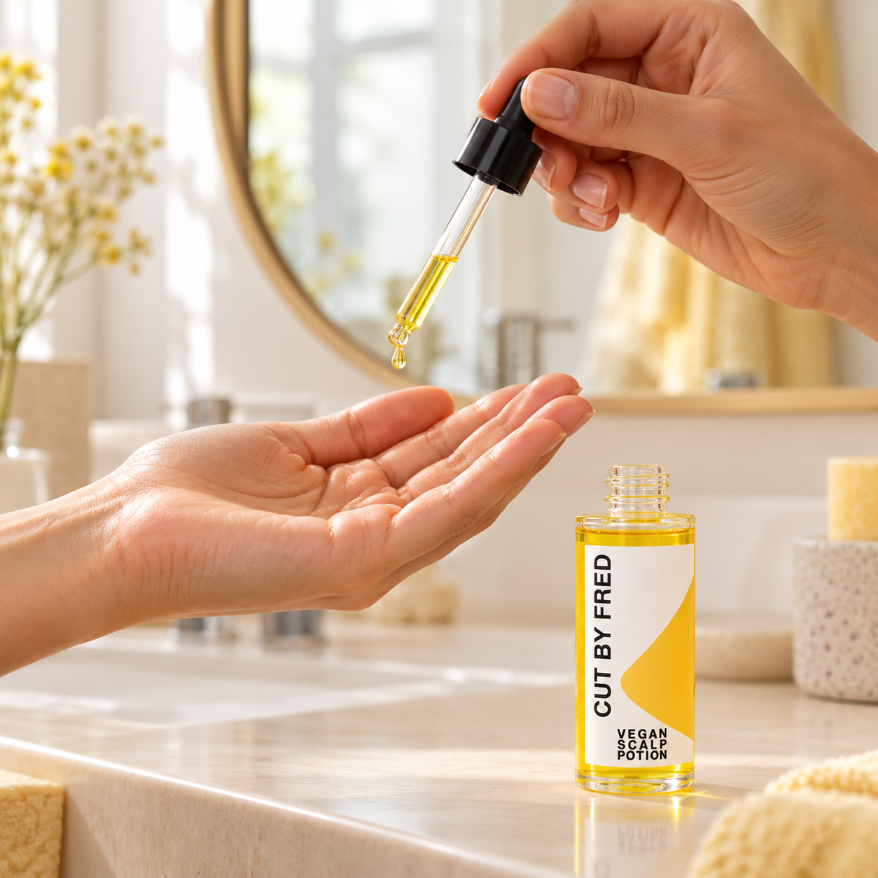 Goutte de soin capillaire à la pipette
