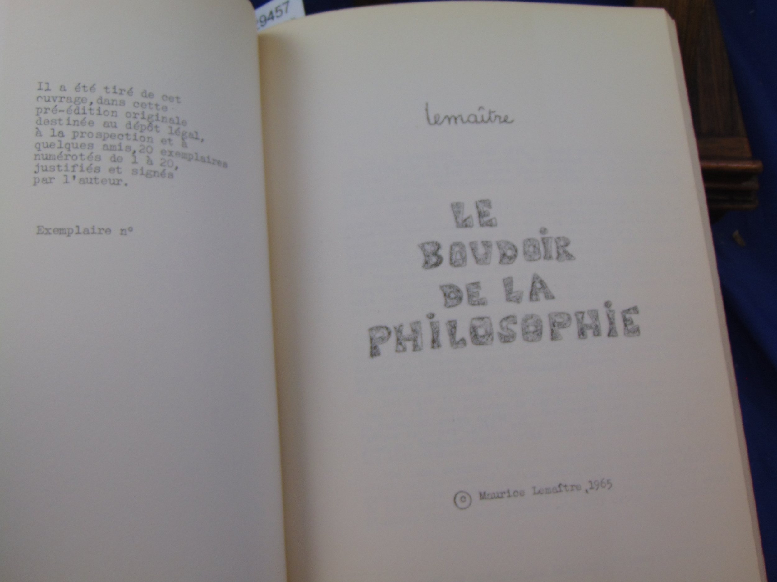 Lemaitre Maurice Le Boudoir De La Philosophie Tiré à Part De La Revue Lettrisme N 5 Juillet Août 1965 - 