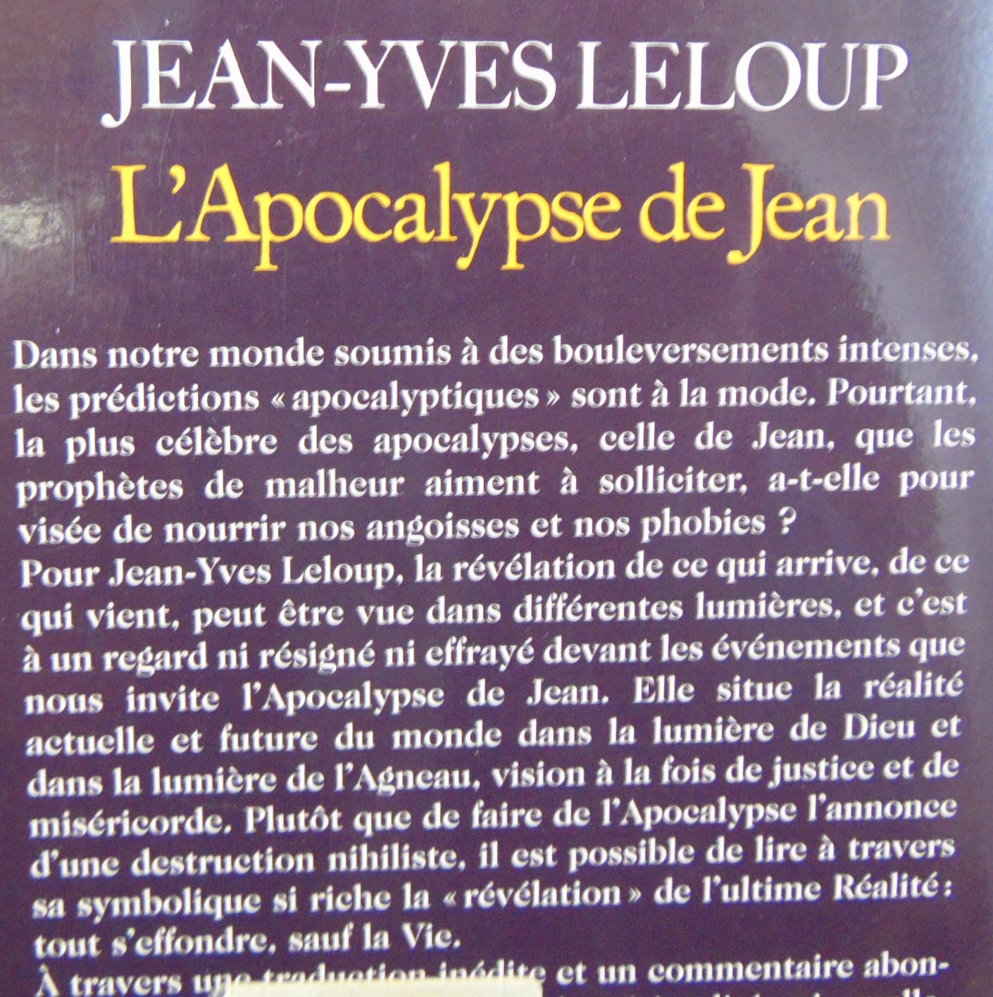 Leloup JeanYves L'Apocalypse de Jean... D220 Bible , ouvrages