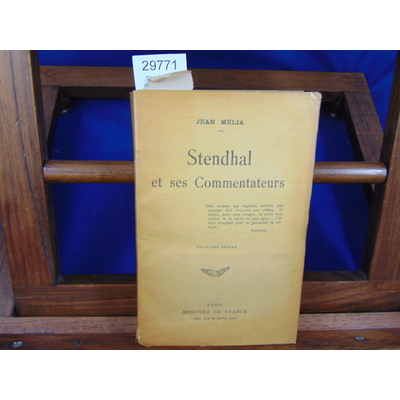 Mélia Jean : Stendhal et ses commentateurs...