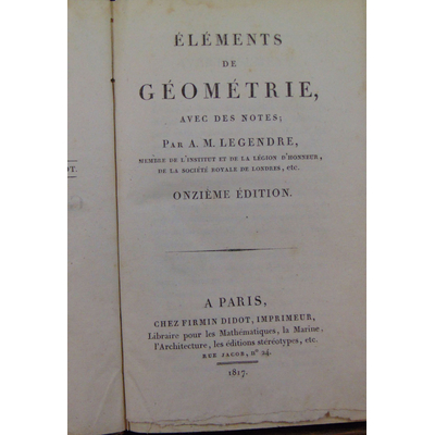 Legendre A. M : Elements de géométrie...