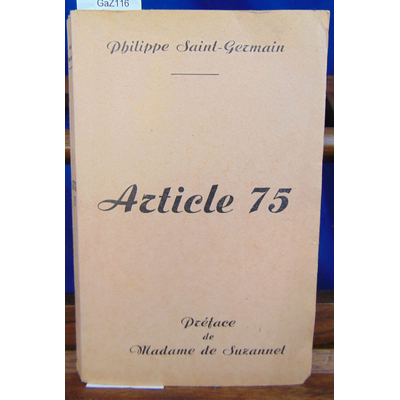 SAINT-GERMAIN Philippe : ARTICLE 75...