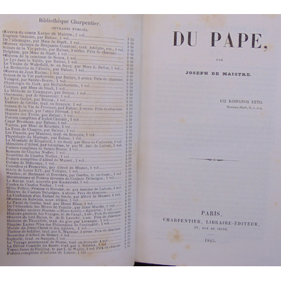 Maistre Joseph de : Du pape...