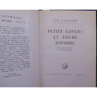 Larguier Léo : Petits loyers et tours d'ivoire...