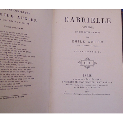 Augier  : Gabrielle. Comédie en cinq actes, en vers...