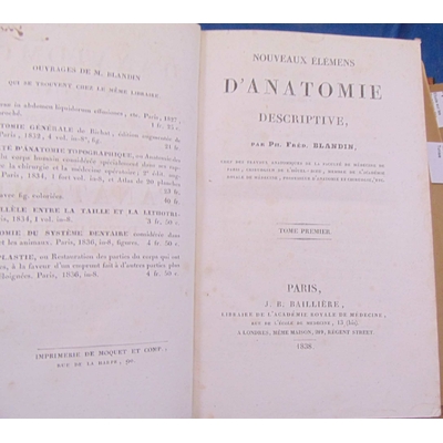 Blandin  : nouveaux éléments d'anatomie descriptive. Tome 1...