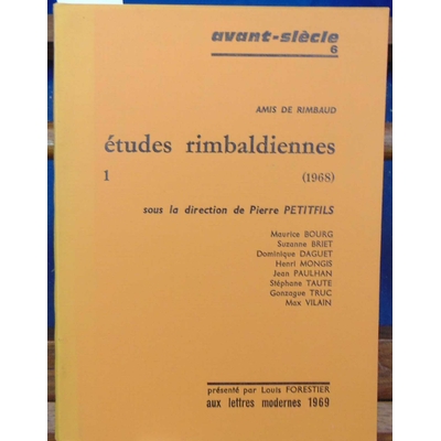 Petitfils  : études rimbaldiennes -1 1968...