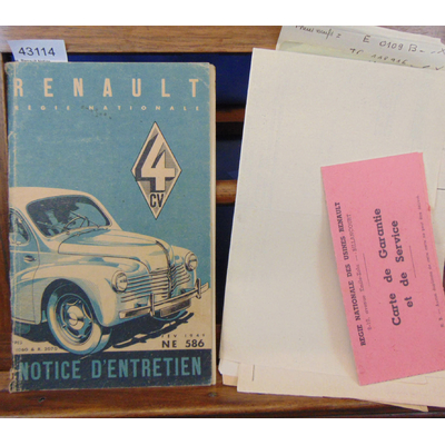 : Renault Notice d'entretien 4Cv Fev 1949 NE 586...