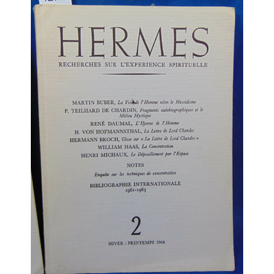 collectif  : Hermes. Recherches sur l'expérience spirituelle N°2 1963...