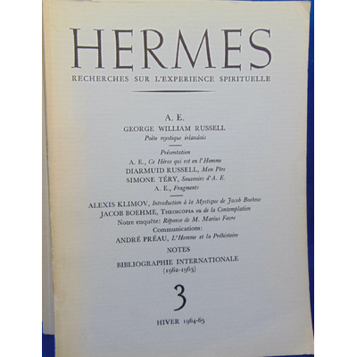 collectif  : Hermes. Recherches sur l'expérience spirituelle N°3 Hiver 1964-1965...