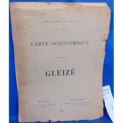 Deville  : Carte agronomique de la commune de Gleizé...