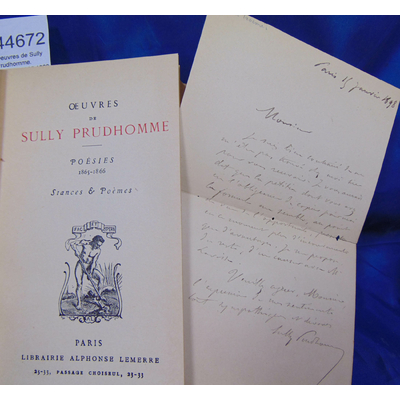 Prudhomme  : Oeuvres de Sully Prudhomme. Poésies 1865 1866 (avec une lettre de l'auteur )...