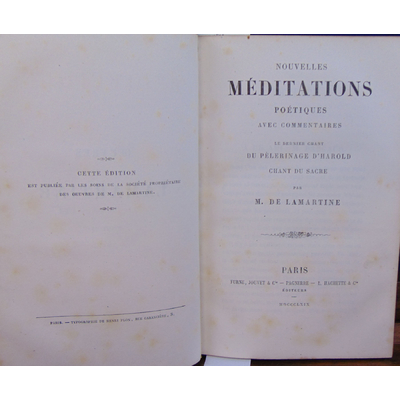 Lamartine  : nouvelles méditations poétiques avec commentaires...